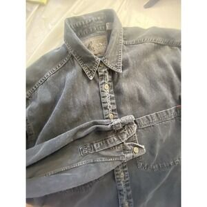 Men's Levis Authentic Black Denim Long Sleeve Button Down Shirt- Size Med